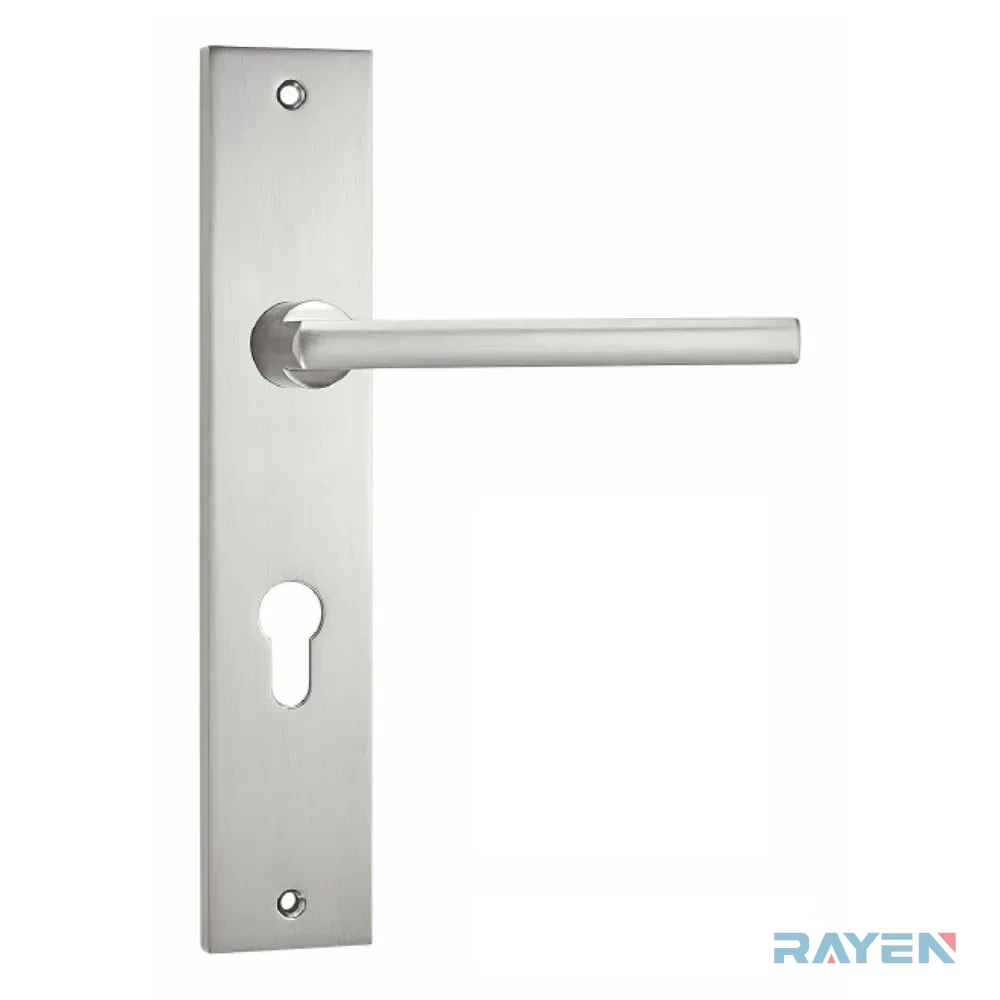 7281-592 Lever Handle on Backplate, Brushed Nickel