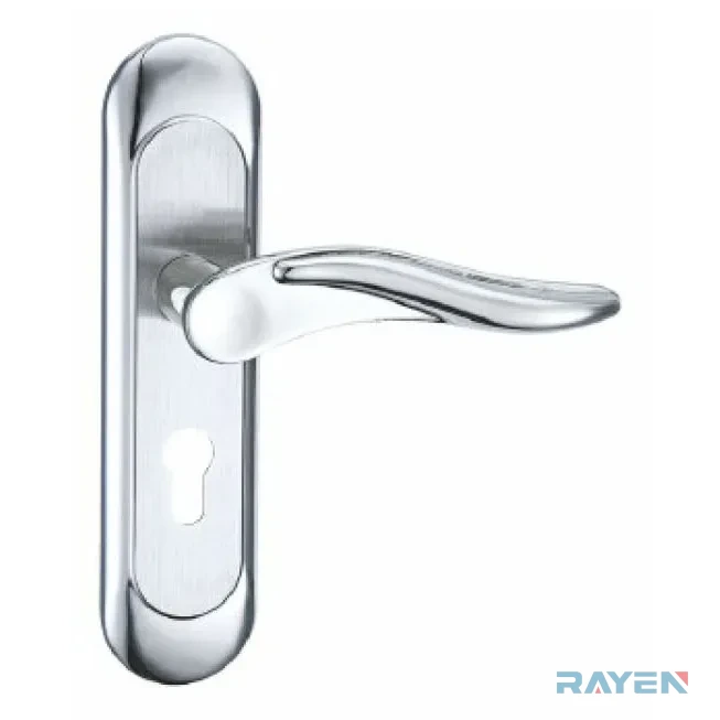 SY5801-100 Lever Handle on Backplate, Brushed Stainless