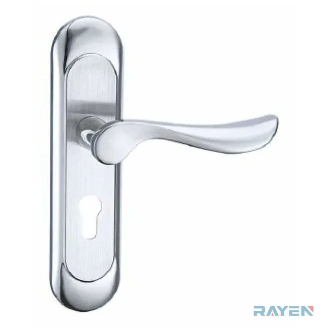 SY5801-104 Lever Handle on Backplate, Brushed Stainless