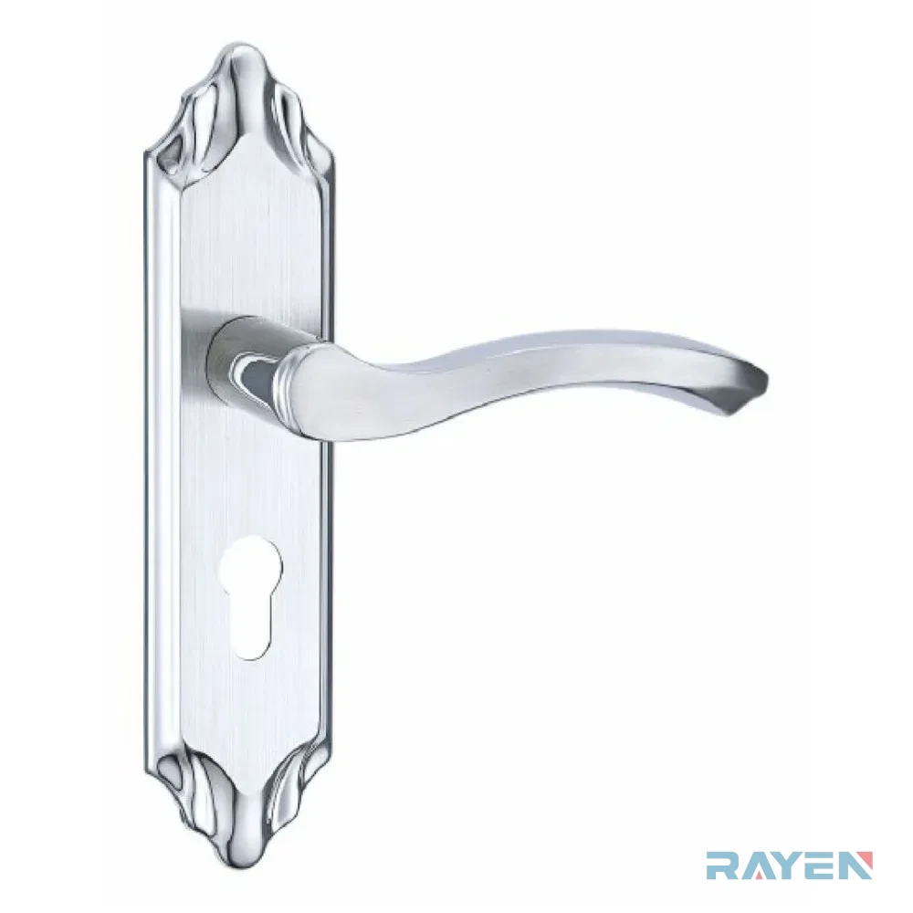 SY5802-101 Lever Handle on Backplate, Brushed Stainless