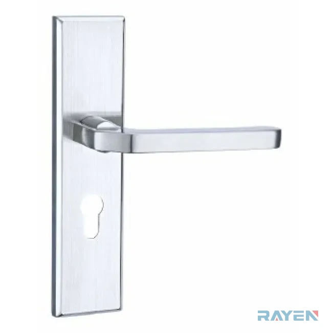 SY5805-102 Lever Handle on Backplate, Brushed Stainless