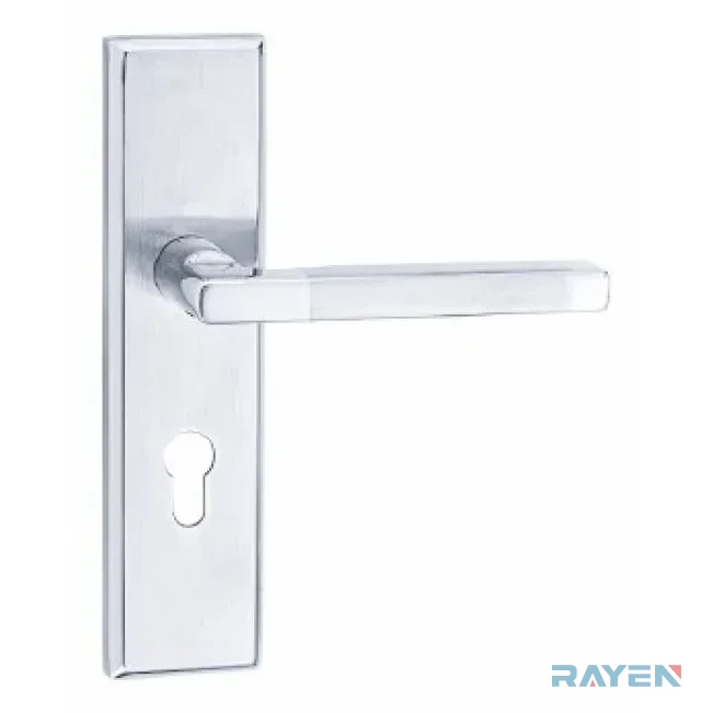 SY5805-108 Lever Handle on Backplate, Brushed Stainless