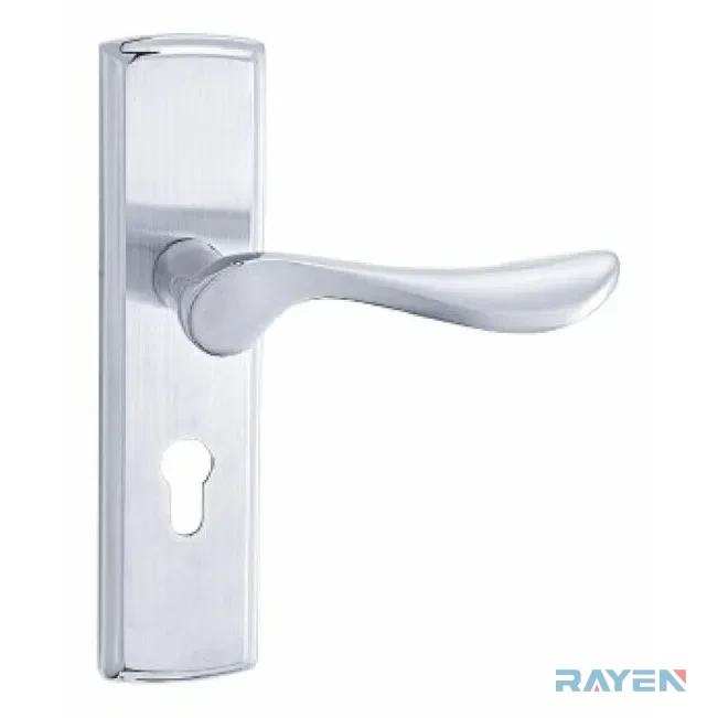 SY5806-104 Lever Handle on Backplate, Brushed Stainless