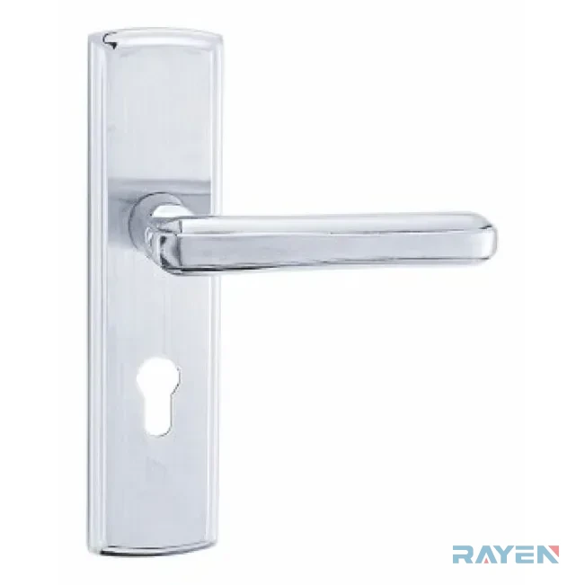 SY5806-107 Lever Handle on Backplate, Brushed Stainless